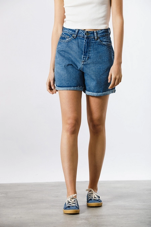 Short Mom Relax Blue Denim
