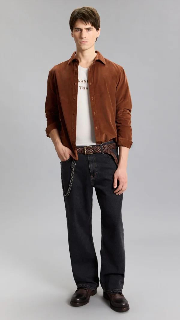 Camisa Net Corderoy Caramel
