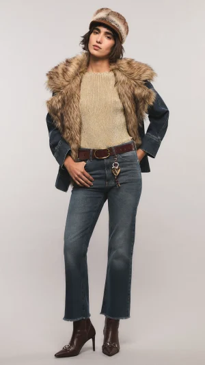 Jeans Bootcut Crop Blue