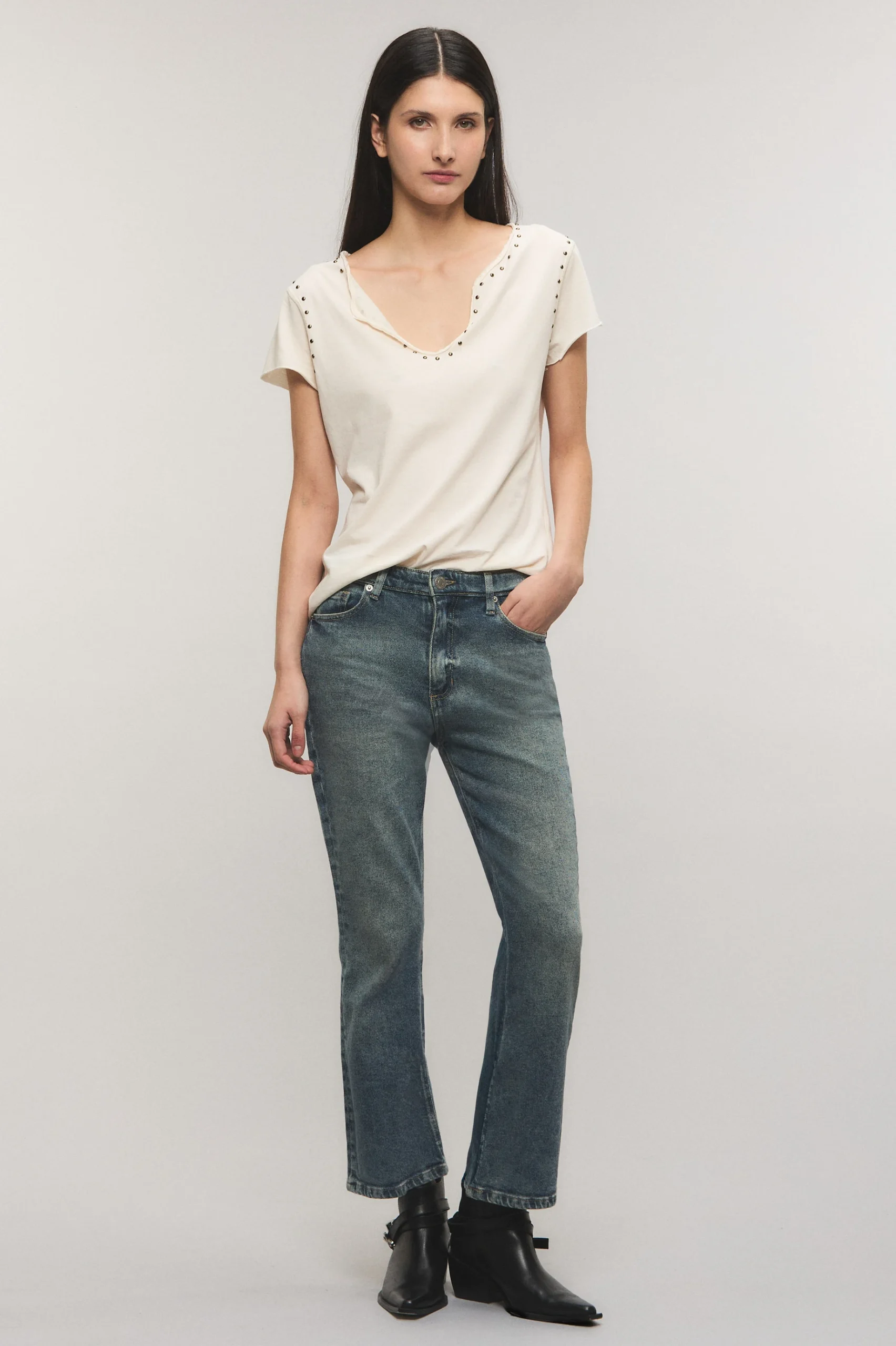 Jeans Bootcut Crop Premium Vintage